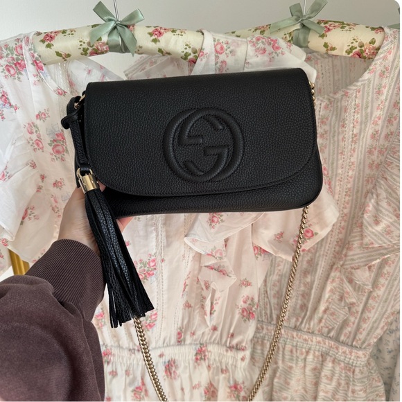 Gucci Handbags - Authentic Gucci Black Crossbody Bag with Iconic GG Logo